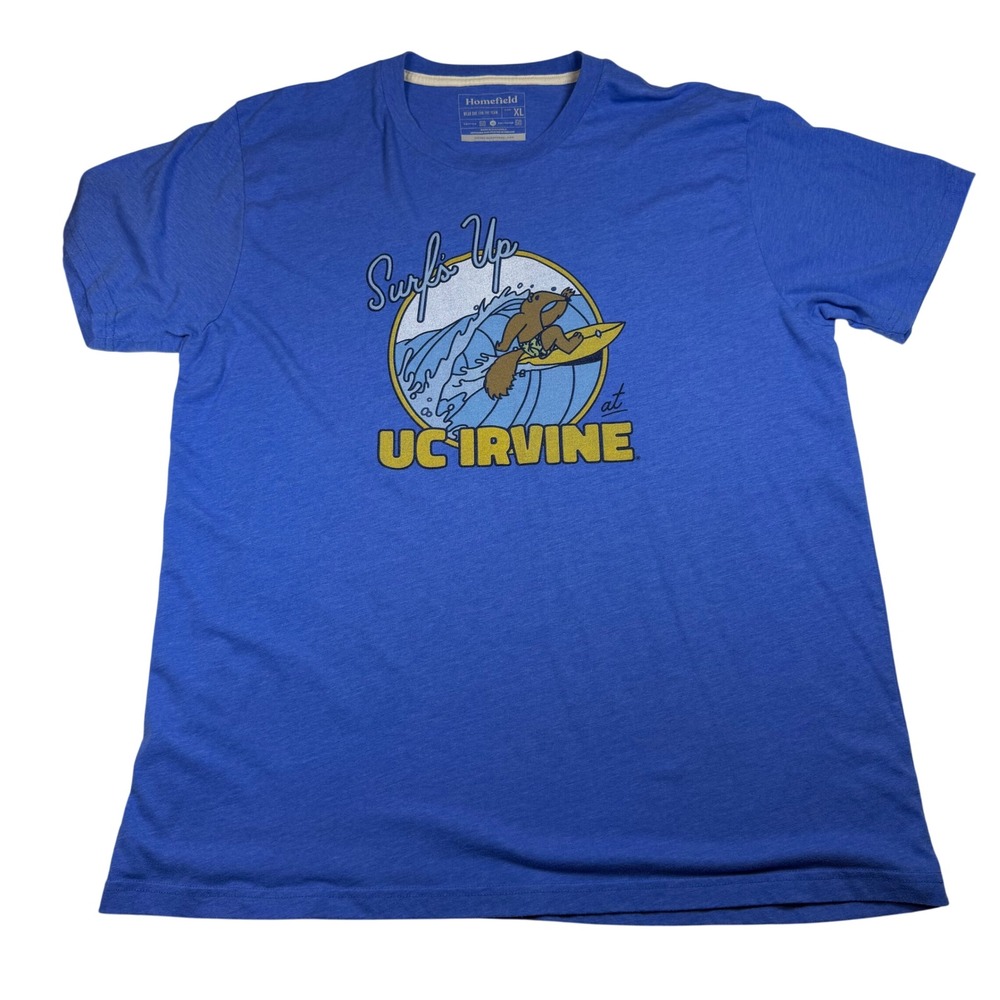 Homefield UC Irvine Anteaters Surfs Up Blue Graphic T-Shirt Mens XL UCI Surfing